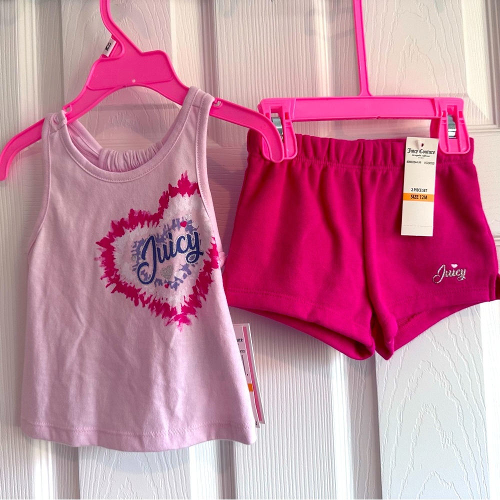 Juicy Couture Baby-Girls 2 Pieces Pale Ice Tank And Short Set Size 12 Months